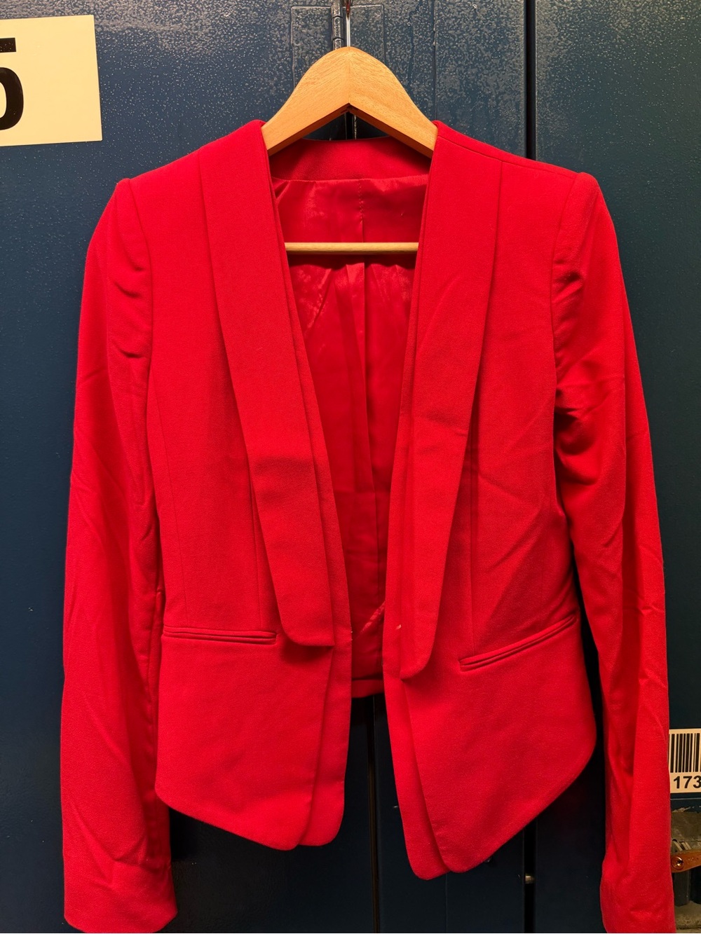 BCBG Red Open-Front Tailored Blazer
